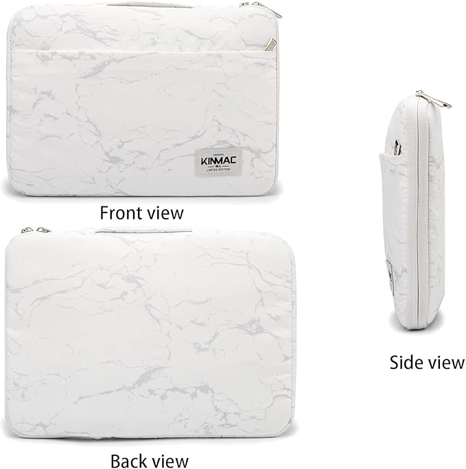 Kinmac 360° Heavy Duty Protective Laptop Sleeve Case Bag Cover with Handle for MacBook Air 13 inch,iPad Pro 13 inch and 13.3 inch HP,Dell,Lenovo,Asus,Acer Laptop (White Marble)
