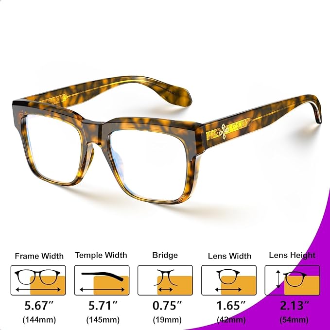 VISOONE TR90 Square Blue Light Blocking Glasses Fashion Computer Eyewear for Women and Men RANDI