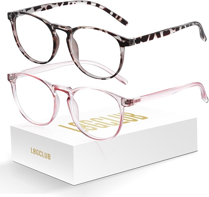 2 Pack Blue Light Glasses For Woman/Men Blue Retro Round Light Blocking Glasses