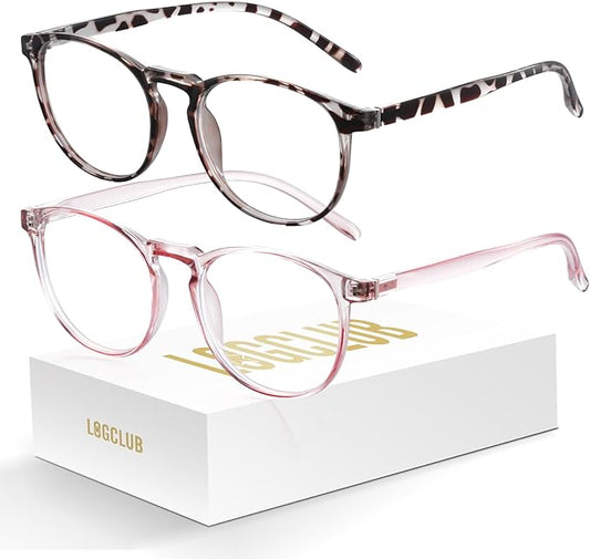 2 Pack Blue Light Glasses For Woman/Men Blue Retro Round Light Blocking Glasses