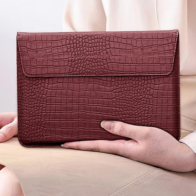 PU Leather Flap Style Case Bag Laptop Sleeve for MacBook Neo 13 A3404 Air 13.6 inch 2026-2022 M5 A3449 M4 A3240 M3 A3113 M2 A2681 Air 13 2018-2021 Notebook Bag for Mac Pro 13 2016-2022, Red