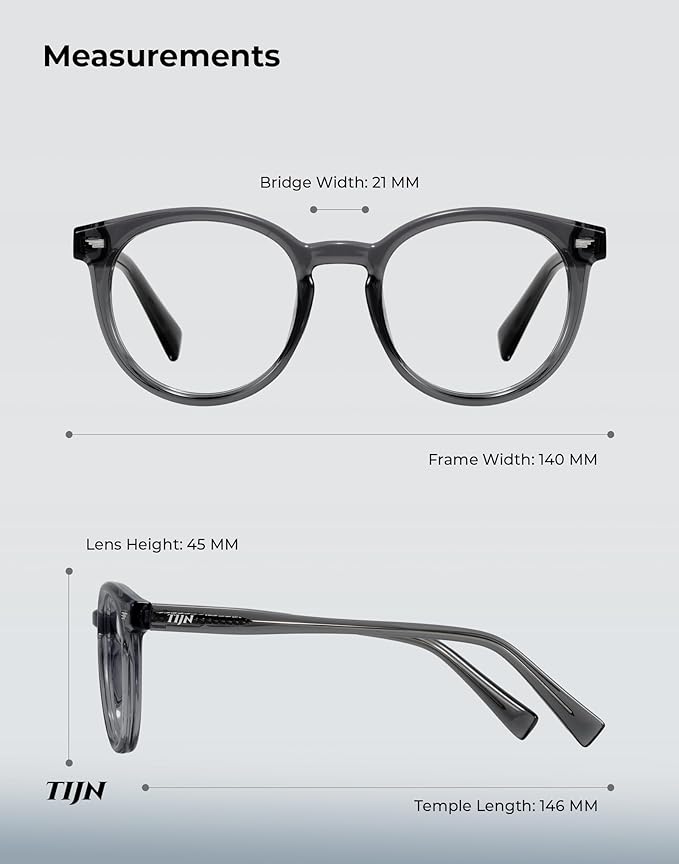 TIJN Blue Light Blocking Glasses Men Women Vintage Thick Round Rim Frame Eyeglasses