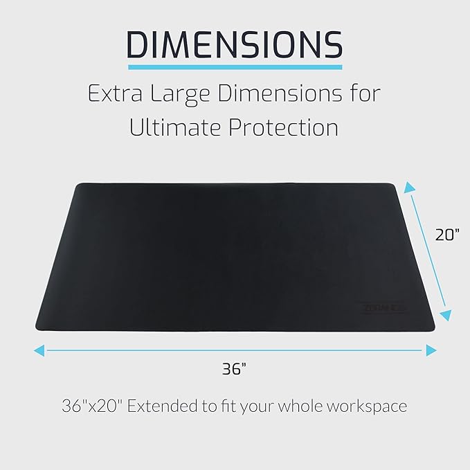 ZBRANDS Leather Desk Mat for Keyboard and Mouse 36" x 20", Midnight Black Desk Pad, Extended Non-Slip Rectangular Keyboard Pad, Laptop and Desktop Computer Keyboard and Mouse Pad, Desk Blotter Mat