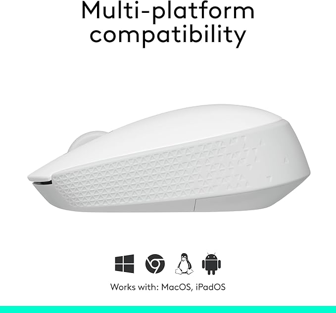 Logitech M170 Wireless Mouse for PC, Mac, Laptop, 2.4 GHz with USB Mini Receiver, Optical Tracking, 12-Months Battery Life, Ambidextrous - Off White