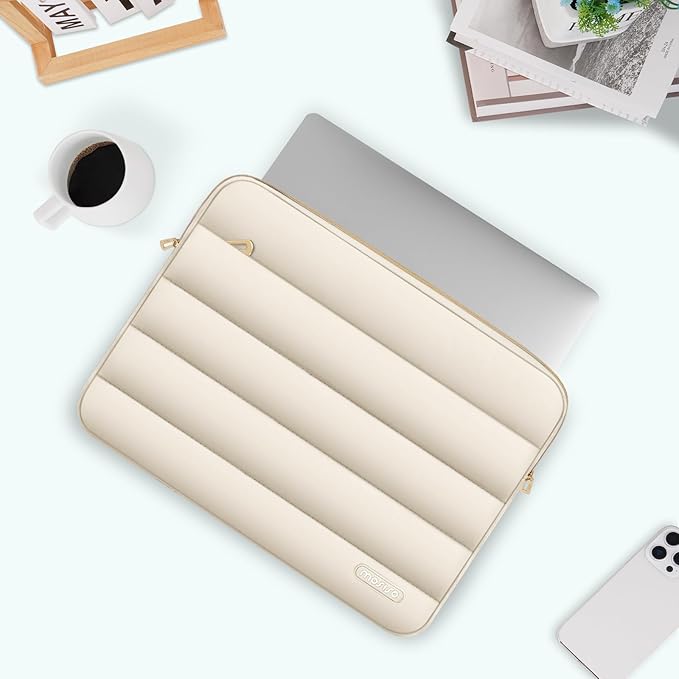 MOSISO Laptop Case 13.3 inch,13-13.3 inch Puffy Laptop Sleeve Compatible with MacBook Air 13.6 M5 M4 M3 M2 M1/Neo/Pro 13/14,HP Dell ASUS Lenovo,Polyester Horizontal Bag with Small Case, Starlight