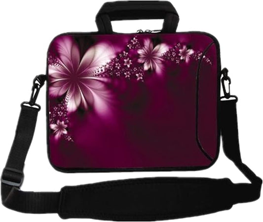 RICHEN 14 15 15.4 15.6 inch Messenger Bag Carrying Case with Handle Accessory Pocket Fits 14 to 15-Inch Laptops/Notebook/Kids Tablet (14-15.6 inch, Flowers)