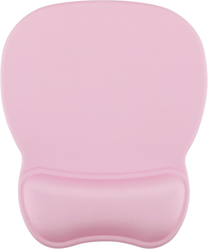 MROCO Ergonomic Mouse Pad with Gel Wrist Rest, Smooth Wrist Support Surface, Non-Slip PU Base for Pain Relief, Comfortable Mousepad for Computer, Laptop, Office & Home, 9.4 x 8.1 in, Pale Pink