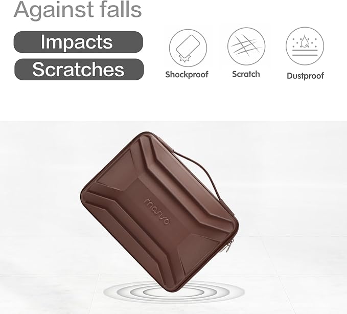 MOSISO 13-14 inch Laptop Hard Case, 13.3 inch Waterproof Shockproof Computer Bag Compatible with MacBook HP Dell, Symmetrical Trapezoid EVA Carrying Laptop Sleeve Hard Shell with Handle, Brown