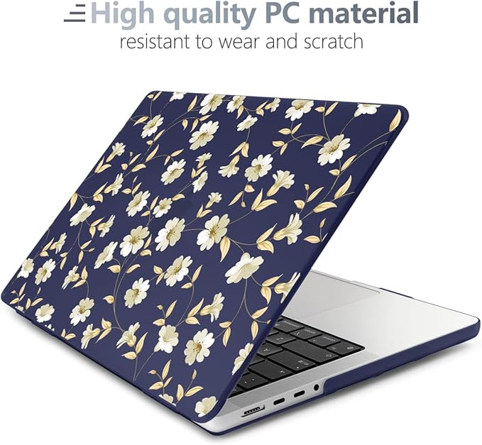 Batianda for MacBook Pro 14 Inch Case 2026-2021 Release M5 M4 M3 M2 M1 Pro/Max, 1.2mm Slim Graphic Hard Shell Cover with Keyboard Cover, Screen Protector 4-in-1 Bundle, Serene Flowers