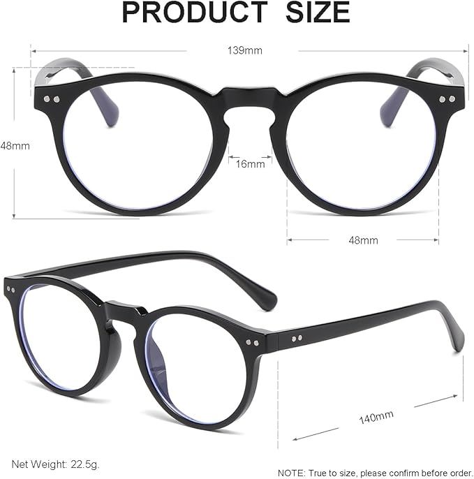 JOVAKIT Round Blue Light Glasses for Women Men Fashion Retro 90s Small Frame Computer Eyeglasses Anti Eyestrain
