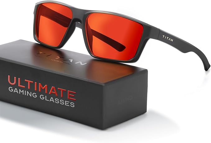Titan Gaming Glasses, Blue Light Blocking, Night Driving Glasses for Men, Computer Protection, Gift for Gamers