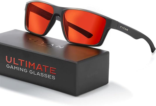 Titan Gaming Glasses, Blue Light Blocking, Night Driving Glasses for Men, Computer Protection, Gift for Gamers