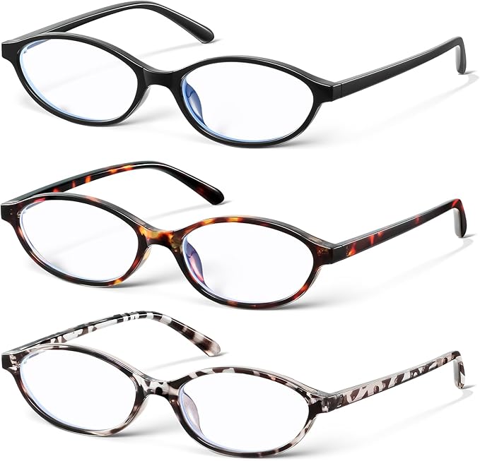 KUGUAOK Retro Oval Blue Light Blocking Glasses for Women 90s Small Cat Eye Eyeglasses Frame TV Bluelight Glasses