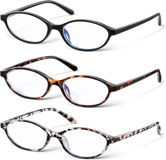 KUGUAOK Retro Oval Blue Light Blocking Glasses for Women 90s Small Cat Eye Eyeglasses Frame TV Bluelight Glasses