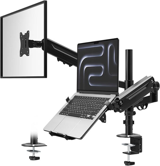 PUTORSEN Laptop Arm Mount for up to 35'' Monitors, Laptop Tray for Max 18'' Notebook, Fully Adjustable Spring Laptop Desk Mount Holds Max 19.8lbs, VESA 75x75/100x100 mm
