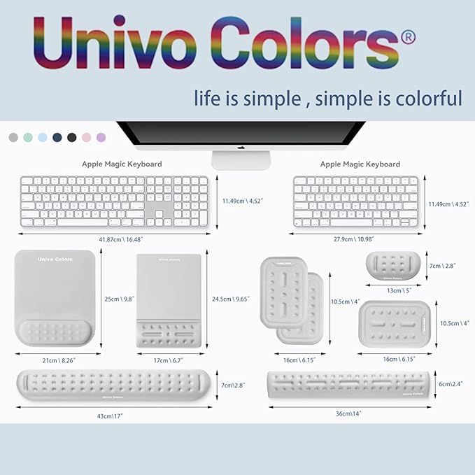 Univo Colors Navy Superfine Memory Foam Keyboard Wrist Rest Soft Gel Ergonomic Wrist Support Pad for Computer, Laptop, Office, Gaming, Typing