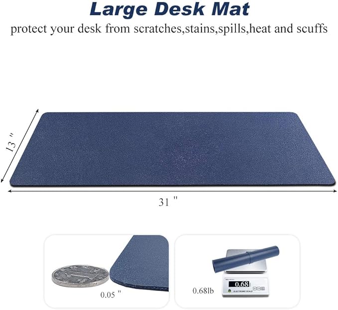 Desk Pad for Office Home 31" x 13",PU Leather Waterproof Large Desk Writing Mat Organizer,Multifunctional Ultra Thin Dual Use Desk Blotters Mouse Pad Protector …