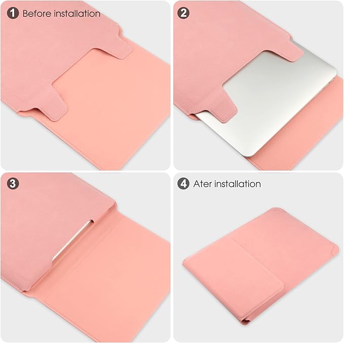 HoYiXi 15 16 Inch Laptop Sleeve Case Leather Bag for MacBook Pro 16 2021 & 2019/ASUS Vivobook 15/Huawei MateBook D15/HP 15.6" PC/MacBook Pro 15/Surface Laptop 3/Dell Inspiron 15/IdeaPad, Pink