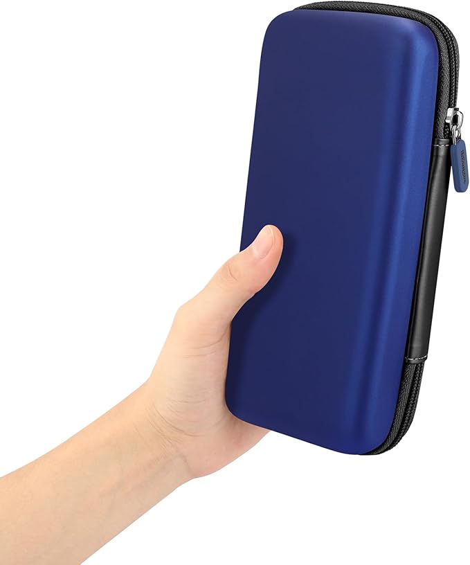 iMangoo Travel Essential Electronics Organizer Charger Case, Shockproof Dual Zipper Power Bank Cables Tech Accessories Pouch Purse, Men & Women Travel Must Have Storage Bag, 8.5x4.5x2 inch Dark Blue
