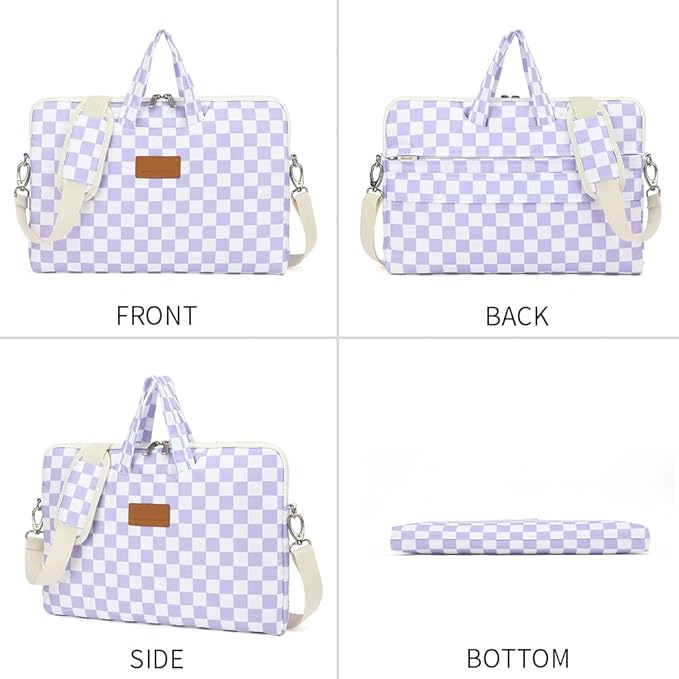 canvaslife Waterproof Pattern Resistant Laptop Shoulder Messenger Bag for Pro 16 inch and 15.6 inch-16 inch Laptop (purple Checker)