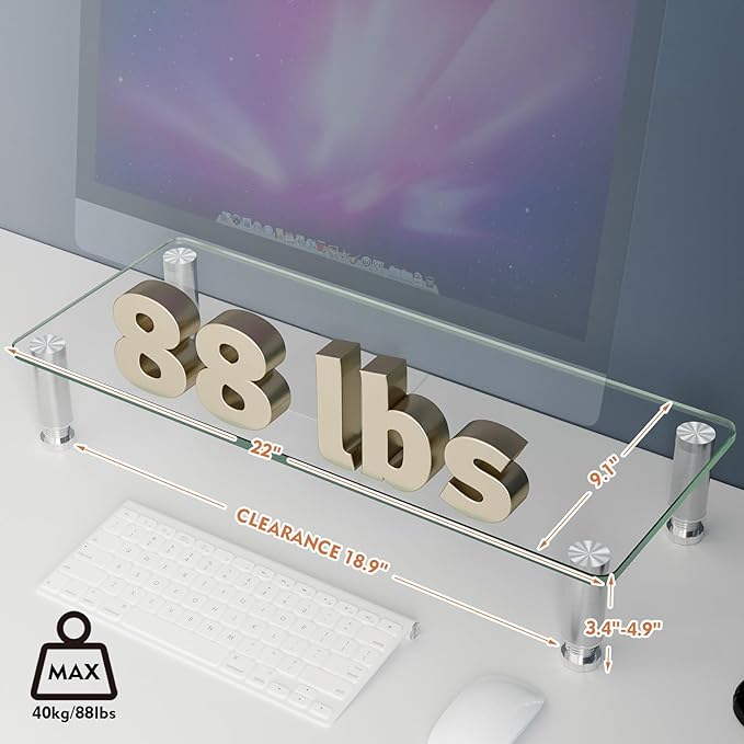 2 Pack Computer Monitor Riser with Height Adjustable Multi Media Desktop Stand for Flat Screen LCD LED TV, Laptop/Notebook/Xbox One,HD01T-201