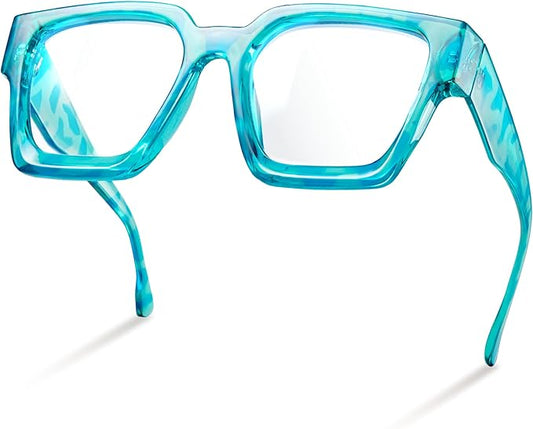 livho Oversized Eyewear Frame for Woman and Men - Rectangle Fashion Glasses for Computer, Chic Preppy Frame