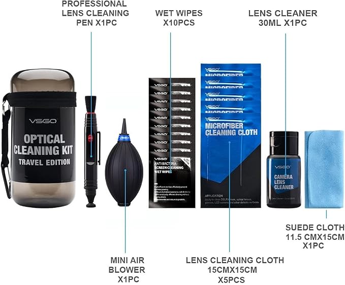 VSGO Professional Lens Cleaning Kit (DKL-15D) - Includes Lens Pen, Air Blower & Cleaning Fluid - Portable Dust Removal for Camera Lenses, Filters, Cell Phones and Electronics - Image 2