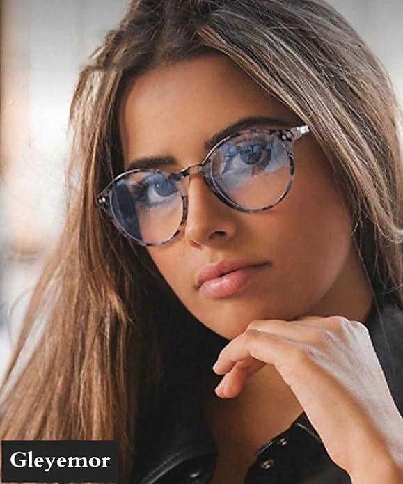 Gleyemor Blue Light Glasses for Men Women, Vintage Round Frame Computer Eyeglasses