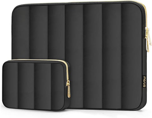 MOSISO 13-14 inch Laptop Case,13.3 inch Puffy Laptop Sleeve Compatible with MacBook Air 13 13.6 M4 M3 M2 M1/Pro 13/Pro 14, HP, Dell, ASUS, Lenovo,Vertical Rectangle Carrying Bag with Small Case, Black