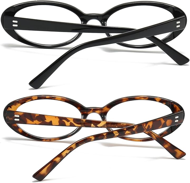 JOVAKIT Oval Blue Light Blocking Glasses for Women Men Vintage Fashion Small 90s Retro Oval Frame Style Eyeglasses