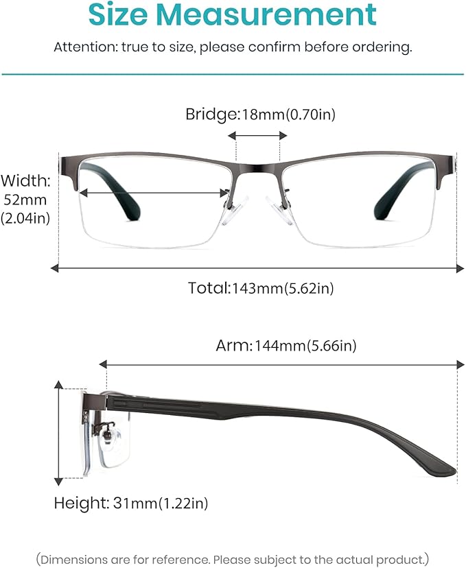 Cyxus Blue Light Blocking Glasses for Men Woman Semi Rim Computer Gaming Office Study Eyeglasses with UV Protection 8001