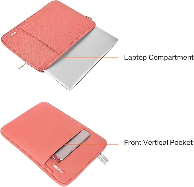 MOSISO Laptop Case 13 inch, Laptop Sleeve Compatible with MacBook Neo/Air/Pro 13 inch with A18/M5/M4/M3/M2/M1 Chip 2026-2016, Polyester Vertical Computer Sleeve Bag with Pocket, Coral