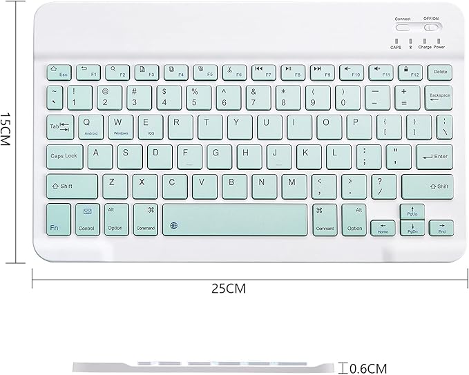 Ultra-Slim Bluetooth Keyboard Portable Mini Wireless Keyboard Rechargeable for Apple iPad iPhone Samsung Tablet Phone Smartphone iPadOS iOS Android (10 inch Light Green)