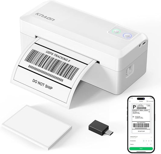 Shipping Thermal Label Printer, 4x6 Portable Label Printer, Bluetooth Label Maker for Small Business, Support iPhone,Android,Windows,Mac,Chromebook,Works with USPS, Etsy,Shopify&More, White