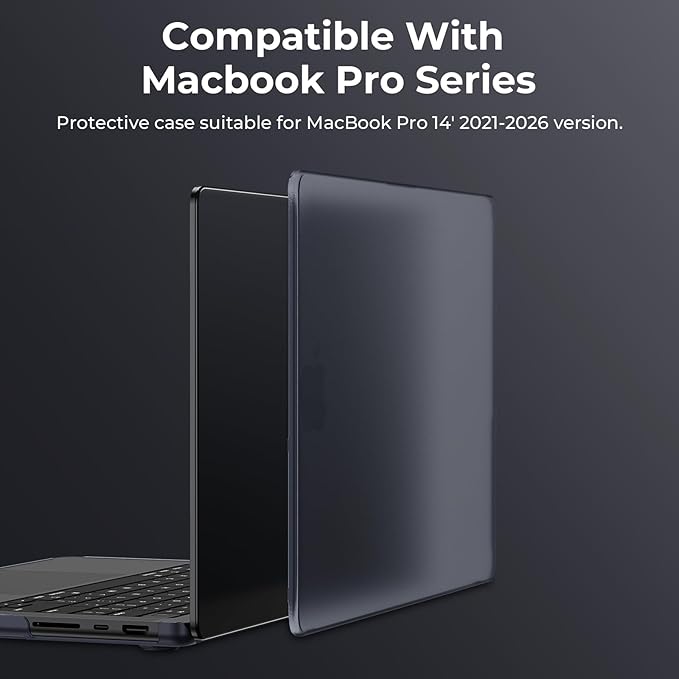 EooCoo Case Compatible with MacBook Pro 14 inch M5 2026-2021 M4 M3 M2 M1 Pro/Max Chip, Official Color-Matched Armor, Frosted Hard Shell Case with Keyboard Cover, Screen Protector - Matte Midnight Blue