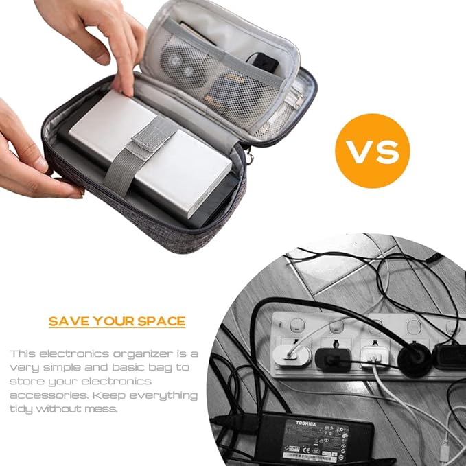 Electronic Organizer Bag Cable Organizer Travel Cord Organizer Case Pouch Portable Carrying Case for Charger Hard Drive Earphone USB SD Card (Blue)