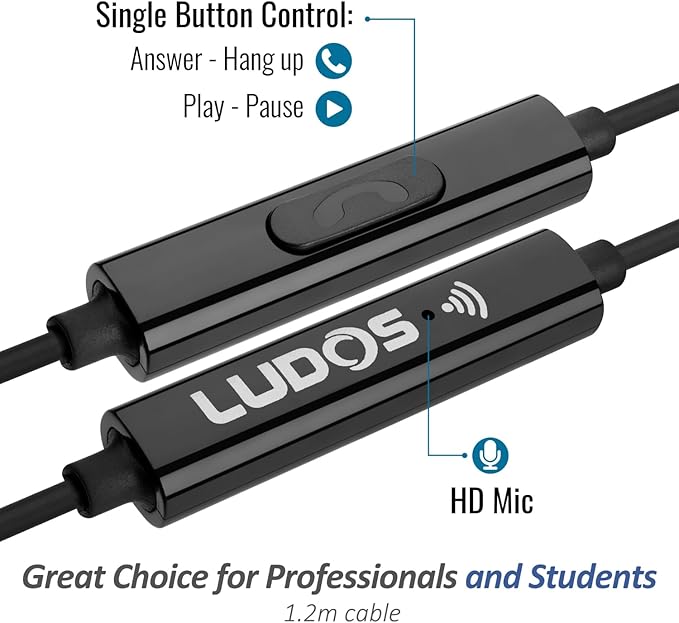 LUDOS FEROX USB C Headphones for iPhone 17 16 15 Pro Max Plus Air iPad Pro, 5 Years Warranty, USB-C Earbuds for Samsung Galaxy S24 S23 Ultra S22 S21 FE S20 Z Flip 3 Fold 4 A53, USB Type C Earphones