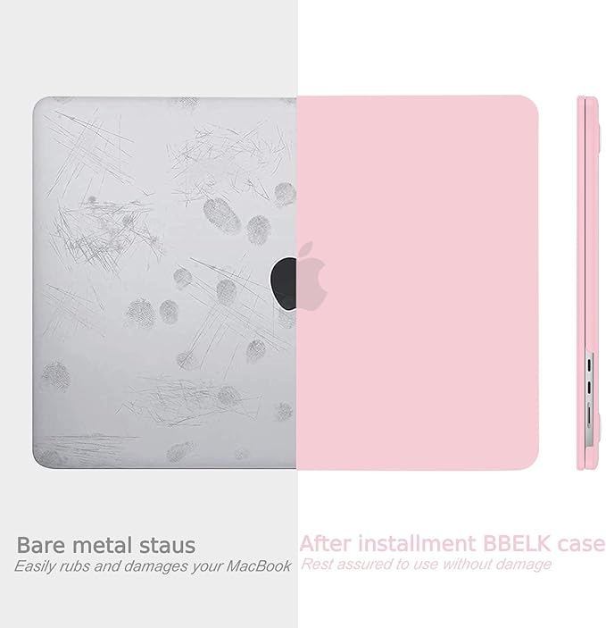 B BELK Compatible with MacBook Air 13.6 inch Case M5 2026 2025 2024 2023 2022 M4 M3 M2 A3449 A3240 A3113 A2681 Liquid Retina Display, Plastic Hard Shell Case+Keyboard Cover+Screen Protector, Baby Pink
