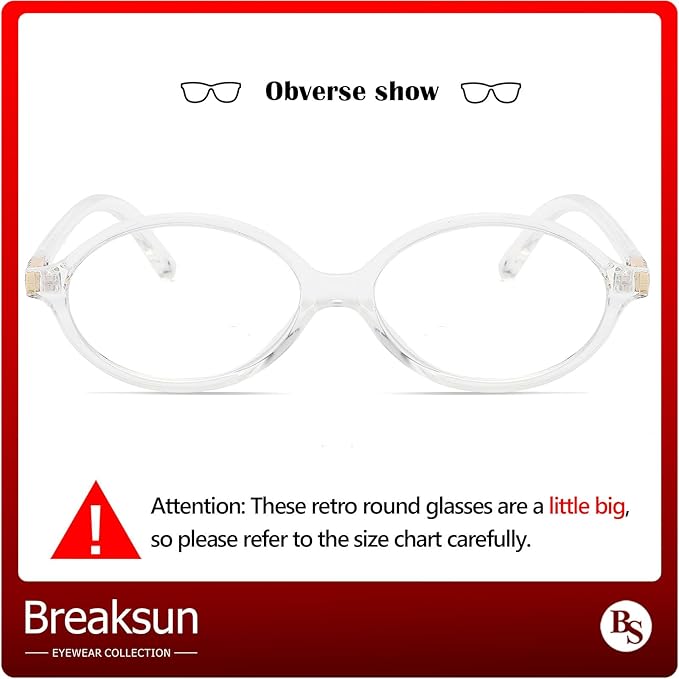 Breaksun Fashion Oval Glasses for Women Men Retro Round Tortoise Frame Blue Light Glasses Nerd Eyeglasses