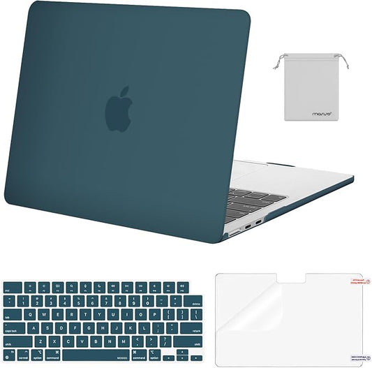 MOSISO Compatible with MacBook Air 13 inch Case M5 2026 M4 2025 M3 M2 2024-2022 A3449 A3240 A3113 A2681,Hard Shell&Keyboard Cover&Screen Film&Pouch for MacBook Air 13.6 inch Case, Teal Green