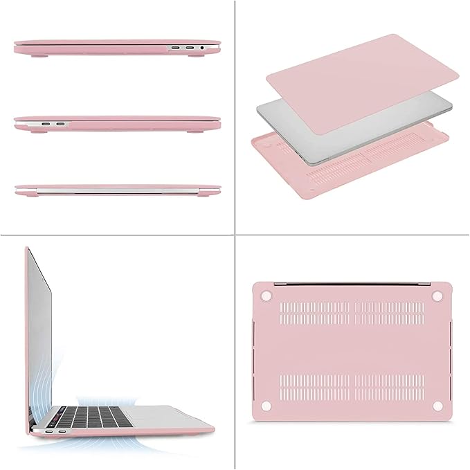 MOSISO Compatible with MacBook Pro 13 inch Case M2 2026, 2025, 2024-2016 A2338 M1 A2251 A2289 A2159 A1989 A1708 A1706, Plastic Hard Case&Bag&Keyboard Skin&Webcam Cover&Screen Protector, Rose Quartz