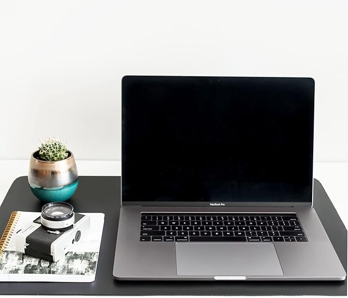 ZBRANDS Leather Desk Mat for Keyboard and Mouse 24" x 17", Midnight Black Desk Pad, Extended Non-Slip Rectangular Keyboard Pad, Laptop and Desktop Computer Keyboard and Mouse Pad, Desk Blotter Mat