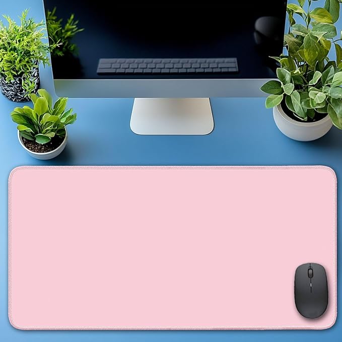Large Mouse Pad, Non-Slip Desk Blotter, Office & Gaming, Pastel Pink, 24x12 inch