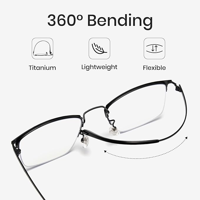Cyxus Blue Light Blocking Glasses for Men Woman Semi Rim Computer Gaming Office Study Eyeglasses with UV Protection 8001