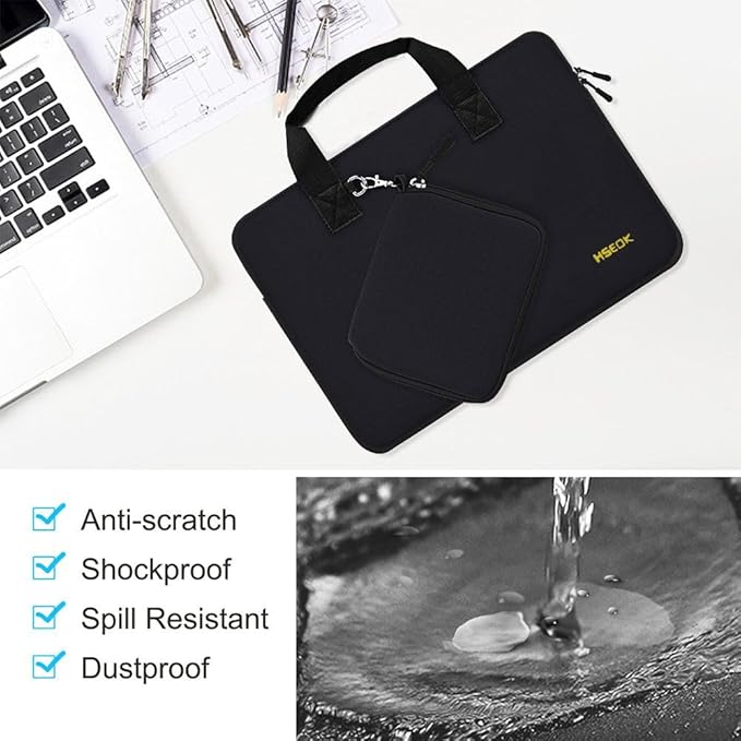 Hseok Elastic Laptop Case 13.3-14 Inches Sleeve with Small Case, Neoprene Carrying Bag Compatible with MacBook Neo 14, MacBook Pro 14 M5/M4/M3/M2/M1, XPS 14 and Most 13.3-14 Notebooks,B02K01