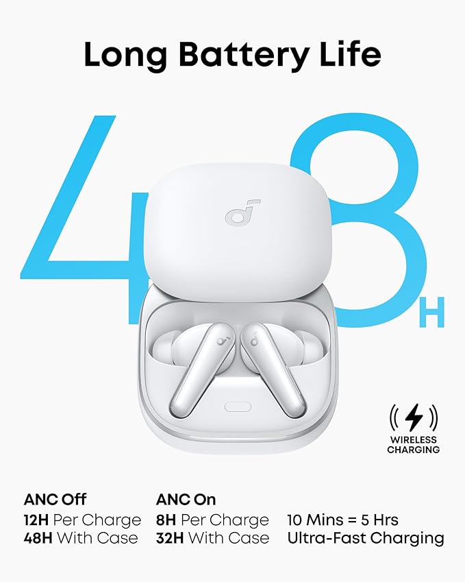 soundcore Liberty 5 by Anker, Noise-Cancelling Wireless Earbuds, 2x Stronger Voice Reduction, Real-Time Adaptive Noise Cancellation, Fast Charging, Dolby Audio, 6-Mic AI Clear Calls, Long Battery Life