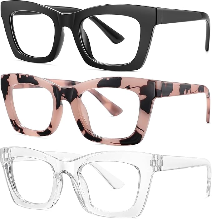 Okany Blue Light Blocking Glasses for Women Men Fashion Computer Screen Gaming TV Phones Anti Eyestrain & UV Glare Glasses 3 Pack