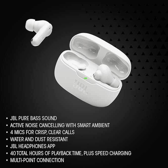 JBL Vibe Beam 2 - True Wireless Noise Cancelling Earbuds with JBL Pure Bass Sound & Smart Ambient Technology, 4mics for Crisp, Clear Calls, up to 40Hrs of Playback, IP54 Dust & Water Resistant (Pink)