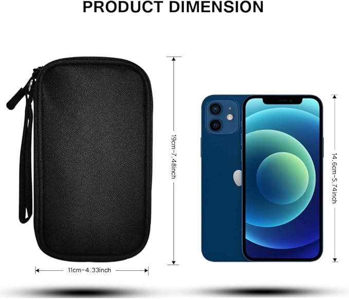 Electronics Organizer Bag Pouch Cable Charger Organizer Travel Shockproof Cord Carrying Case for Earphone Powerbank USB Hard Drive SD Card (Black)
