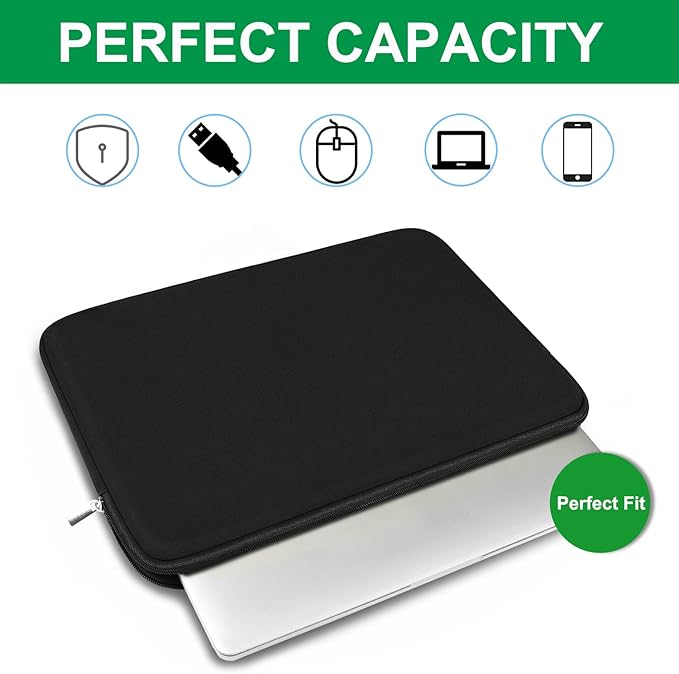 14 inch Laptop Case Bag, Protective Briefcase Carrying Computer Cover, Traveling Portable Laptop Sleeve Compatible with 13" 14" MacBook Air/Pro, HP, Dell, Asus, Lenovo, Black